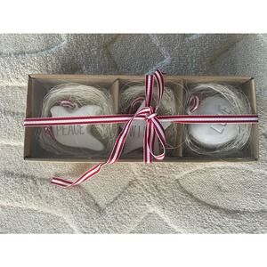 White Porcelain Christmas Tree Ornaments  Set of 3